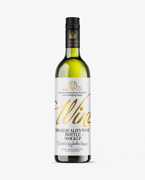Green Glass White Wine Bottle Mockup
