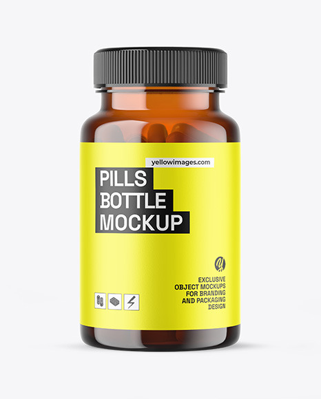 Amber Pills Bottle Mockup
