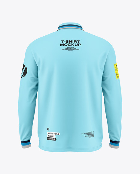 Long Sleeve Polo T-Shirt Mockup - Back View