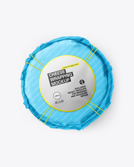 Cheese Wheel Wrapped in Metallized Paper Mockup