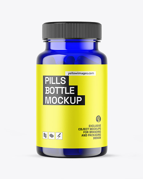 Blue Pills Bottle Mockup