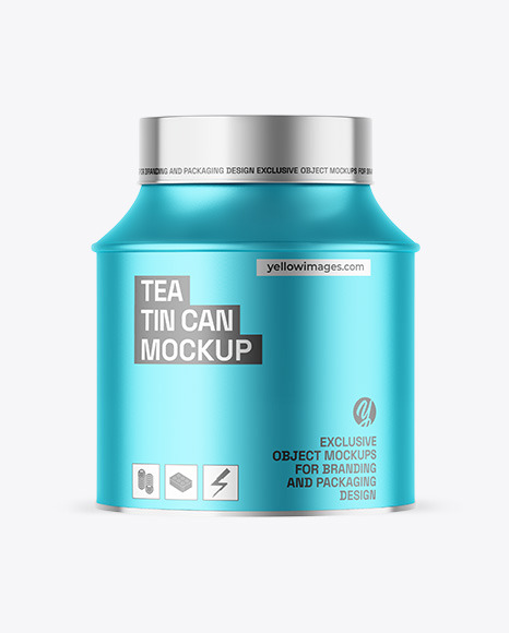Matte Metallic Tea Tin Can Mockup