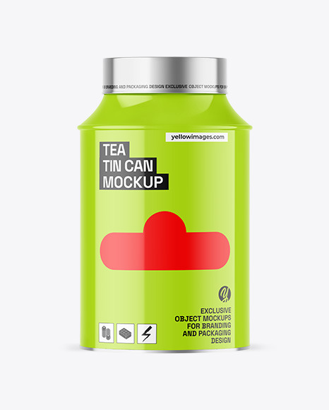 Glossy Tea Tin Can Mockup