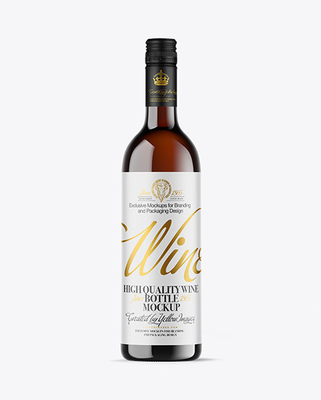 Amber Glass White Wine Bottle Mockup