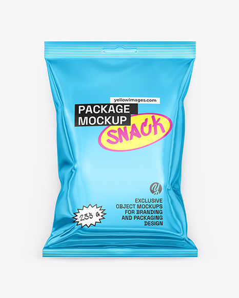 Glossy Metallic Snack Package Mockup