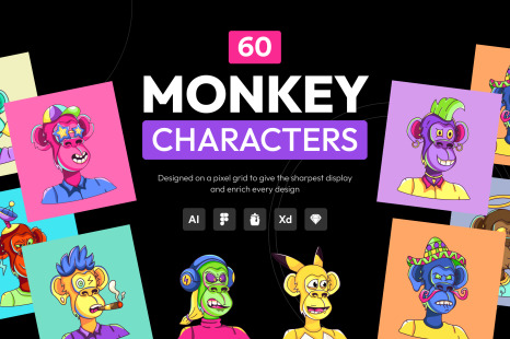 Flat Monkey Characters