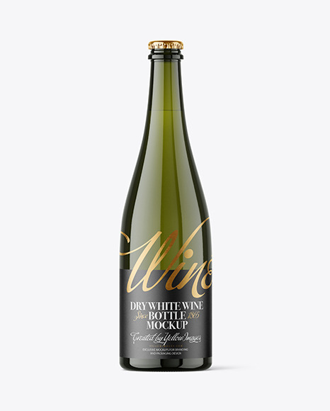 Antique Green Glass White Wine Bottle Mockup