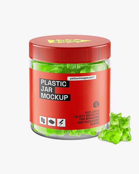 Plastic Jar with Gummies Mockup