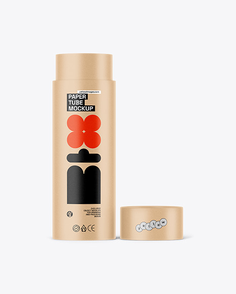 Opened Kraft Paper Tube Mockup