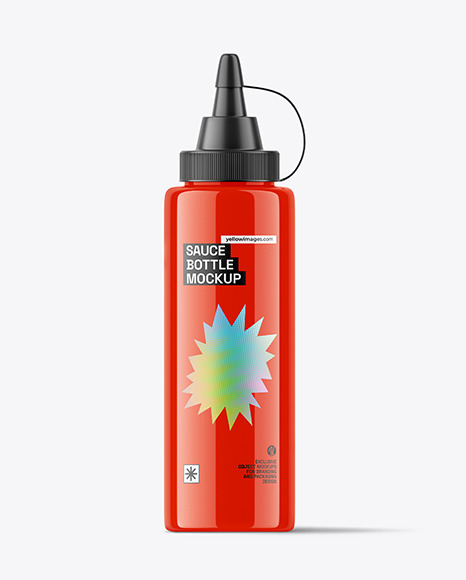 Glossy PET Sauce Bottle Mockup