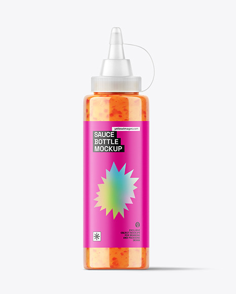Clear PET Chilli Sauce Bottle Mockup