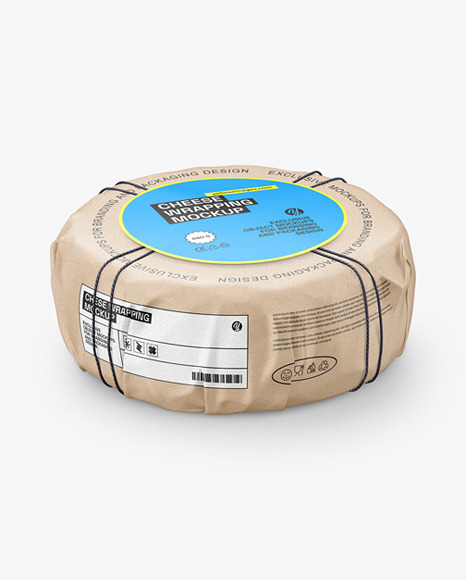 Cheese Wheel Wrapped in Kraft Paper Mockup