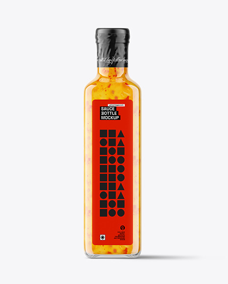 Square Chilli Sauce Bottle Mockup