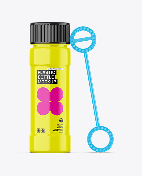 Glossy Soap Bubbles Bottle Mockup