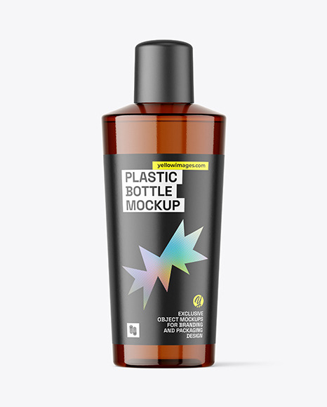 Amber Plastic Bottle Mockup