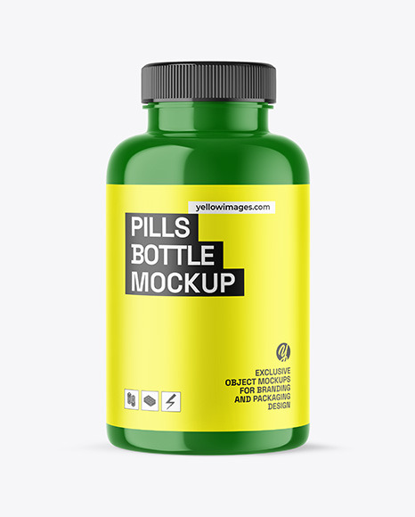 Glossy Plastic Pills Bottle Mockup