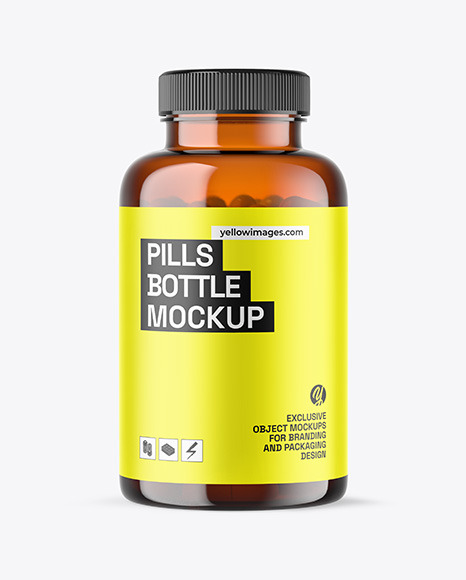 Amber Pills Bottle Mockup