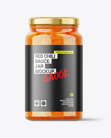 Glass Red Sweet Chilli Sauce Jar Mockup