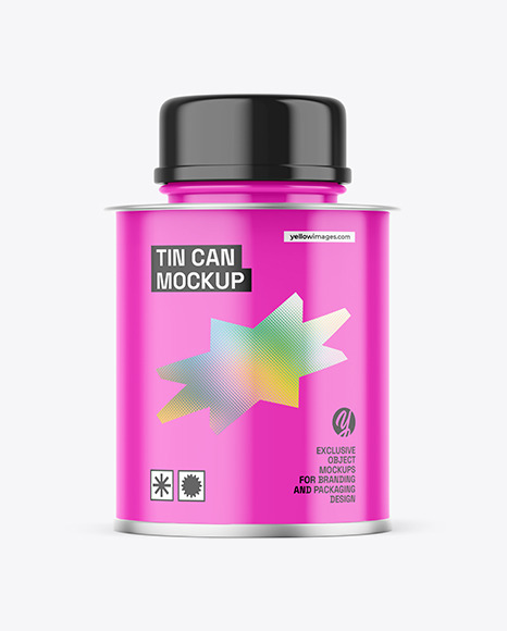 18L Glossy Tin Can Mockup