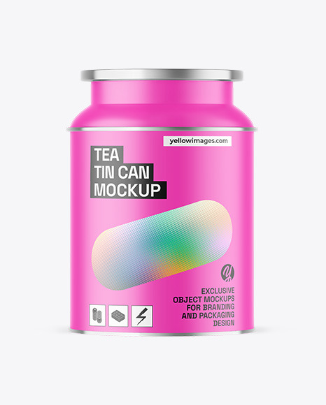 Matte Tea Tin Can Mockup