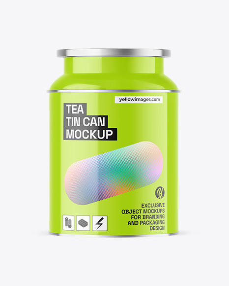 Glossy Tea Tin Can Mockup