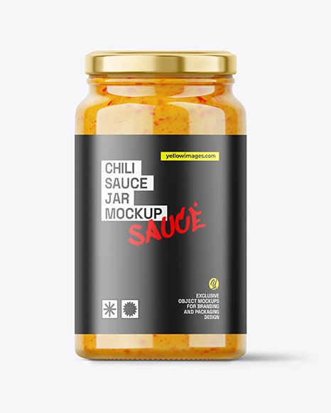 Glass Sweet Chilli Sauce Jar Mockup