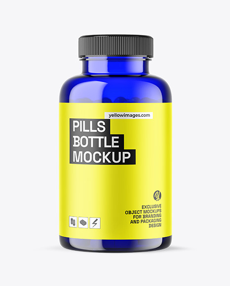 Blue Pills Bottle Mockup