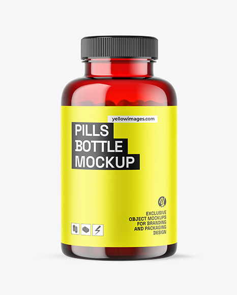 Red Pills Bottle Mockup