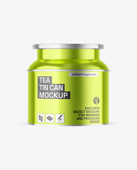 Metallic Tea Tin Can Mockup