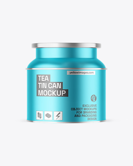 Matte Metallic Tea Tin Can Mockup