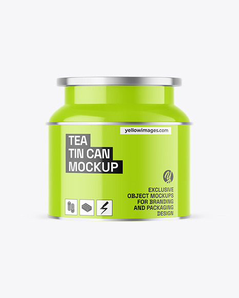 Glossy Tea Tin Can Mockup