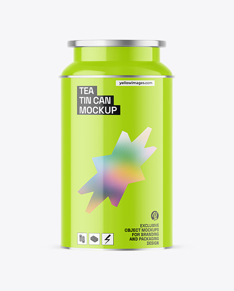 Glossy Tea Tin Can Mockup