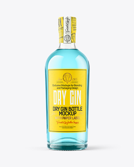 Glass Dry Gin Bottle Mockup