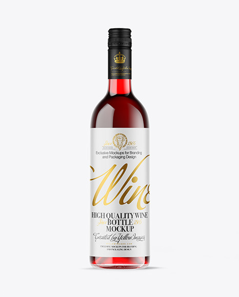Clear Glass Red Wine Bottle Mockup