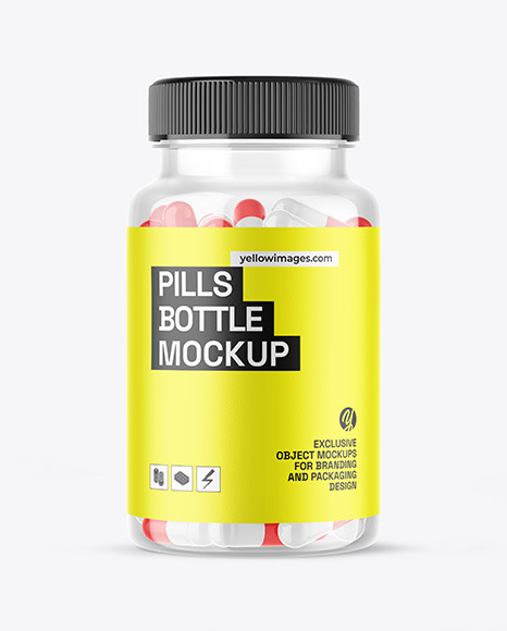 Clear Pills Bottle Mockup