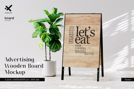 Advertising Wooden Sandwich Board Mockup