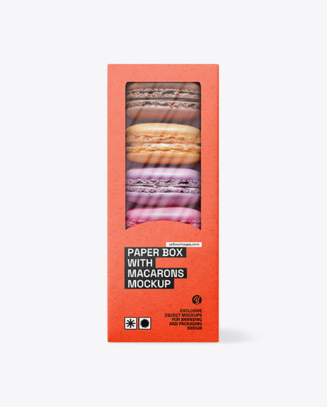 Kraft Paper Box W/ Macarons Mockup