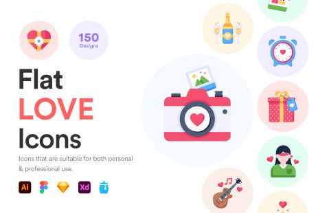 Flat Love Icons