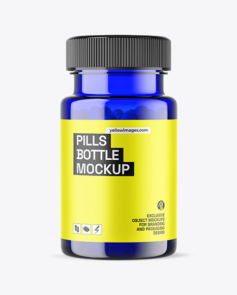 Blue Pills Bottle Mockup