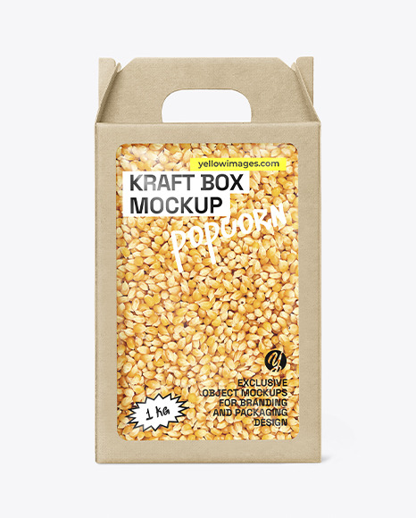 Kraft Box With Popcorn Mockup
