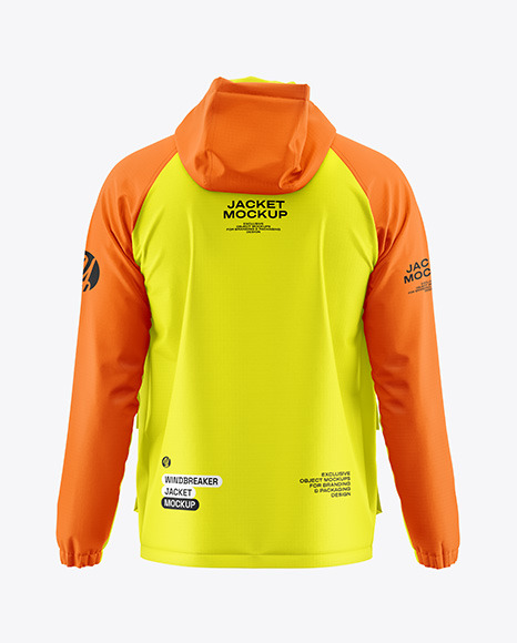Men&#039;s Windbreaker Jacket Mockup - Back View