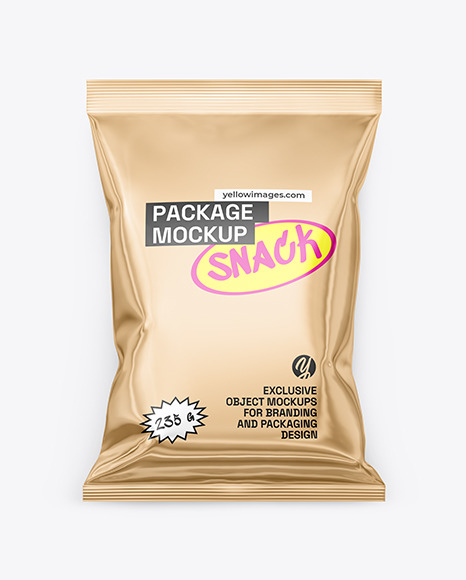 Glossy Metallic Snack Package Mockup