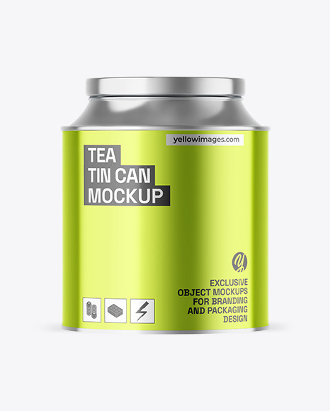Metallic Tea Tin Can Mockup