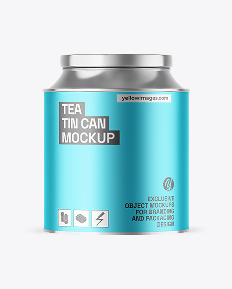 Matte Metallic Tea Tin Can Mockup