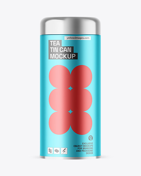 Matte Metallic Tea Tin Can Mockup