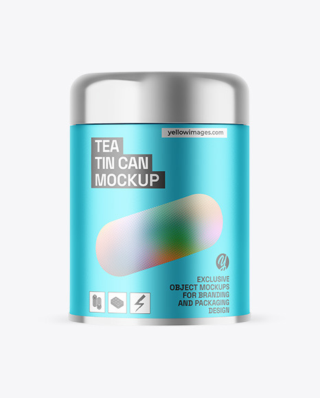Matte Metallic Tea Tin Can Mockup