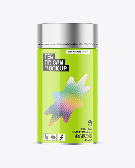 Glossy Tea Tin Can Mockup