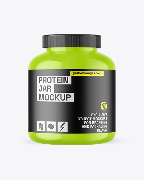 Glossy Protein Jar Mockup