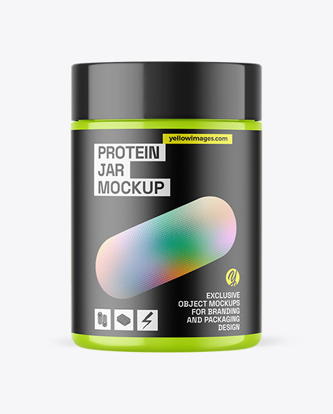Glossy Protein Jar Mockup