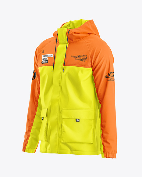 Men&#039;s Windbreaker Jacket Mockup - Half Side View